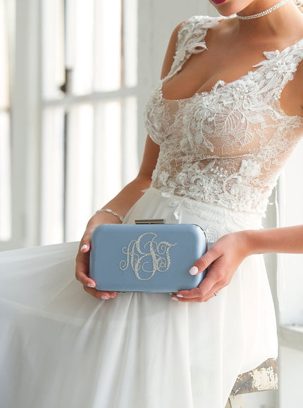 Glam Crystal Monogram Clutch