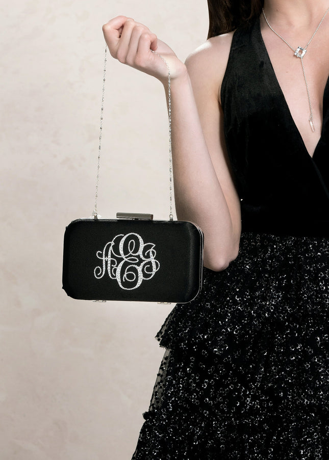 Ariel Taub Glam Crystal Monogram Clutch