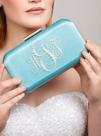 Ariel Taub Glam Pearl Monogram Clutch
