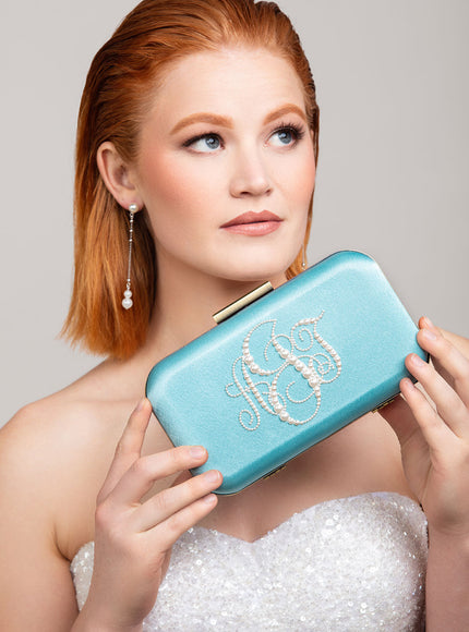 Ariel Taub Glam Pearl Monogram Clutch