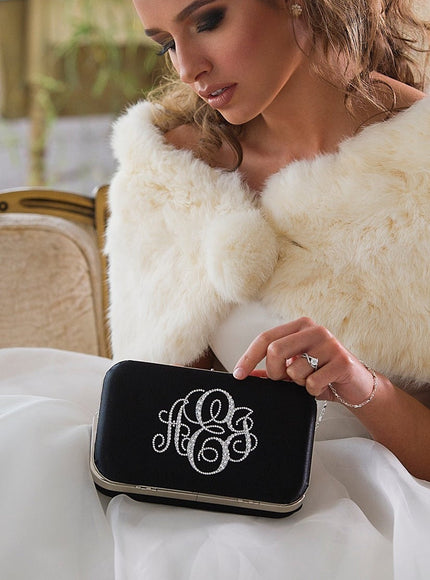 Glam Crystal Monogram Clutch