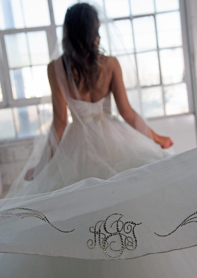 Glamour Monogram Crystal Cathedral Veil