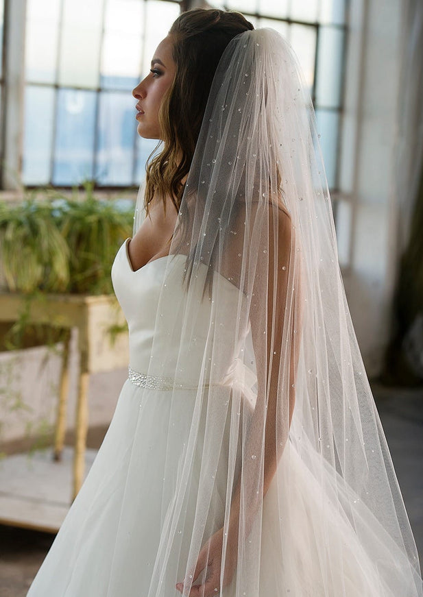 Ariel Taub Glisten Heavy Crystal Cathedral Veil
