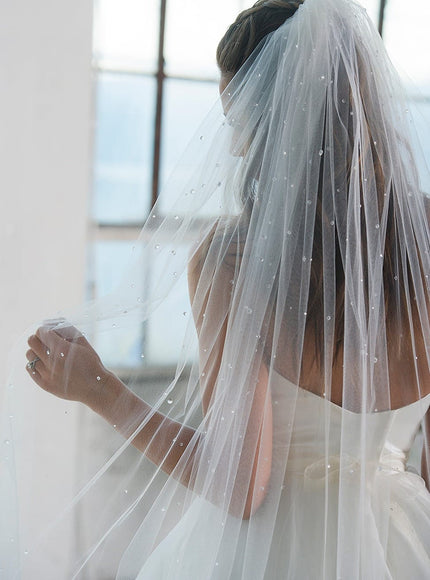 Glisten Heavy Crystal Top Cathedral Veil