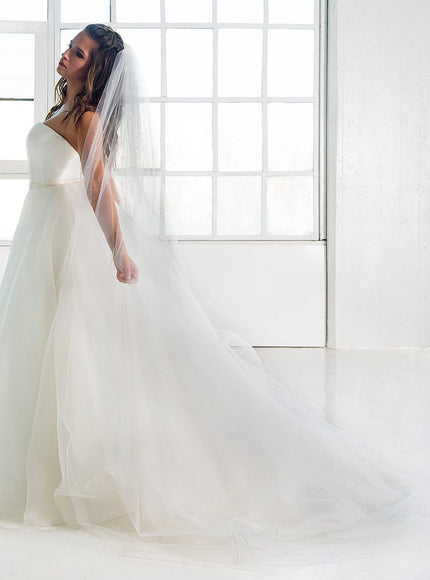Glisten Heavy Crystal Top Cathedral Veil