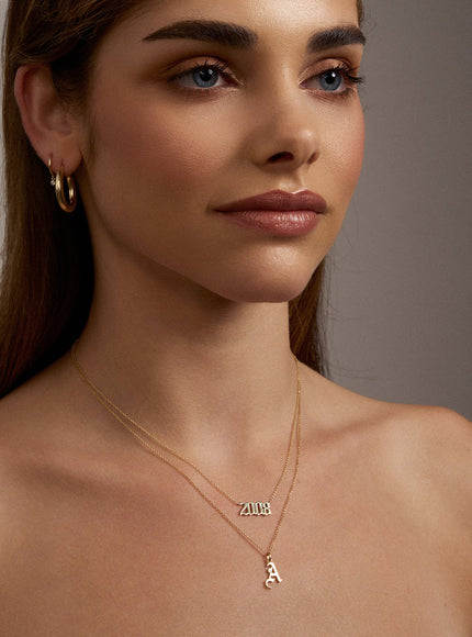 Zoe Lev 14K Gold Gothic Initial Necklace