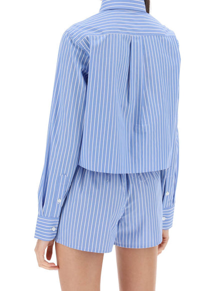 Homme Girls cropped striped poplin shirt