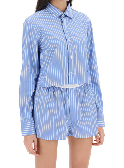 Homme Girls cropped striped poplin shirt