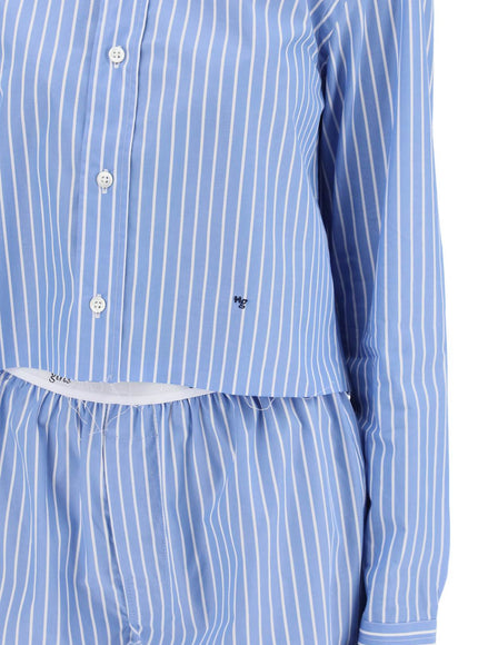 Homme Girls cropped striped poplin shirt