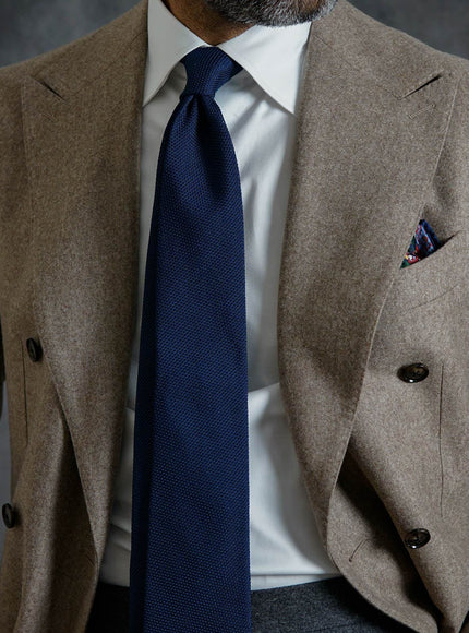 Elizabetta Foresta Silk Grenadine Tie - Navy