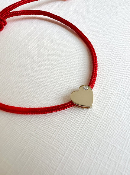 Zoe Lev 14K Gold Heart with Diamond Fortune Bracelet