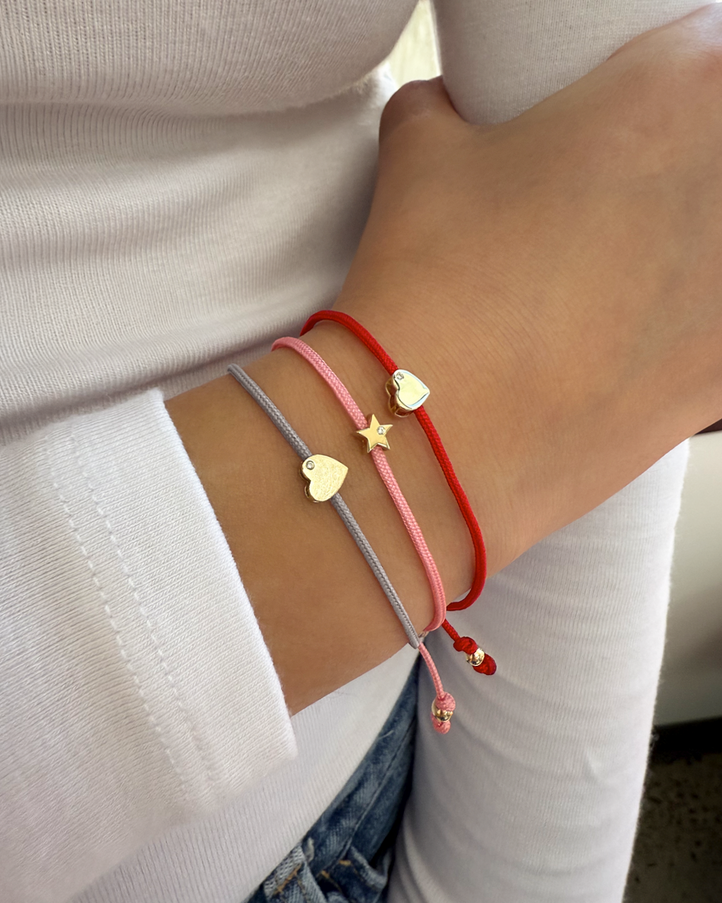 Zoe Lev Heart with Diamond Fortune Bracelets Mommy + Me