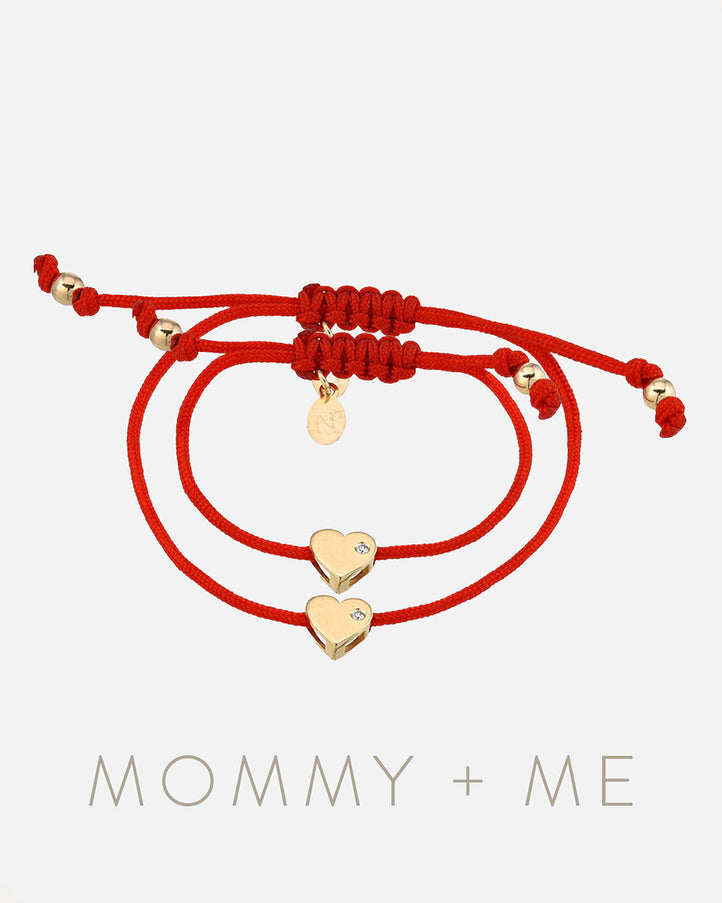 Zoe Lev Heart with Diamond Fortune Bracelets Mommy + Me
