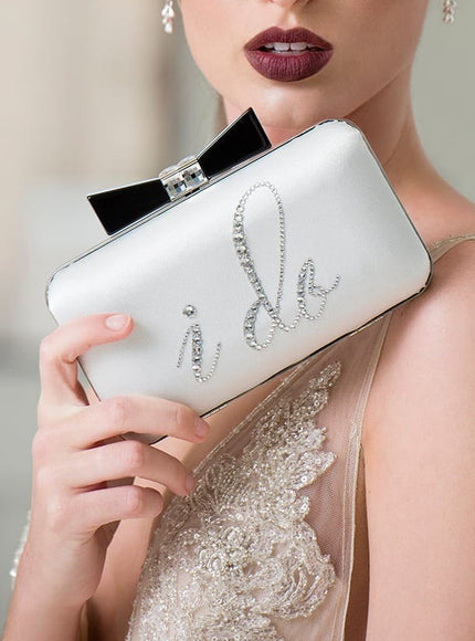 Honey "I Do" Black Tie Bow Clutch