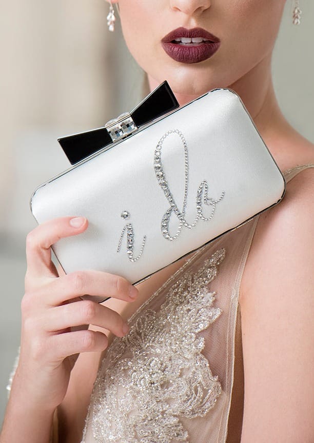 Honey "I Do" Black Tie Bow Clutch