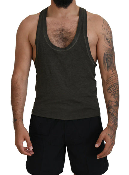 a man with a beard wearing a tank top