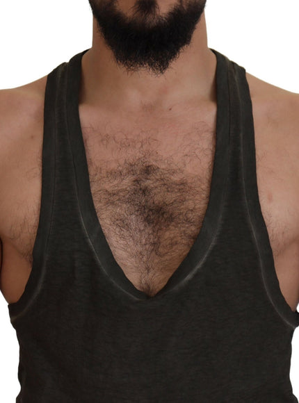 a man with a beard wearing a tank top