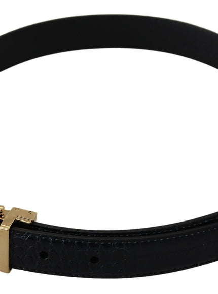 a black leather belt with a gold buckle