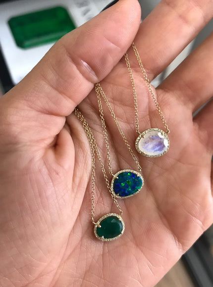 Zoe Lev Diamond Opal Necklace