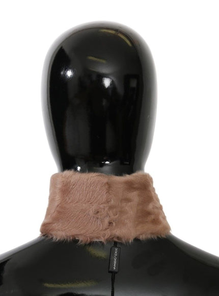 a black mannequin with a fur collar