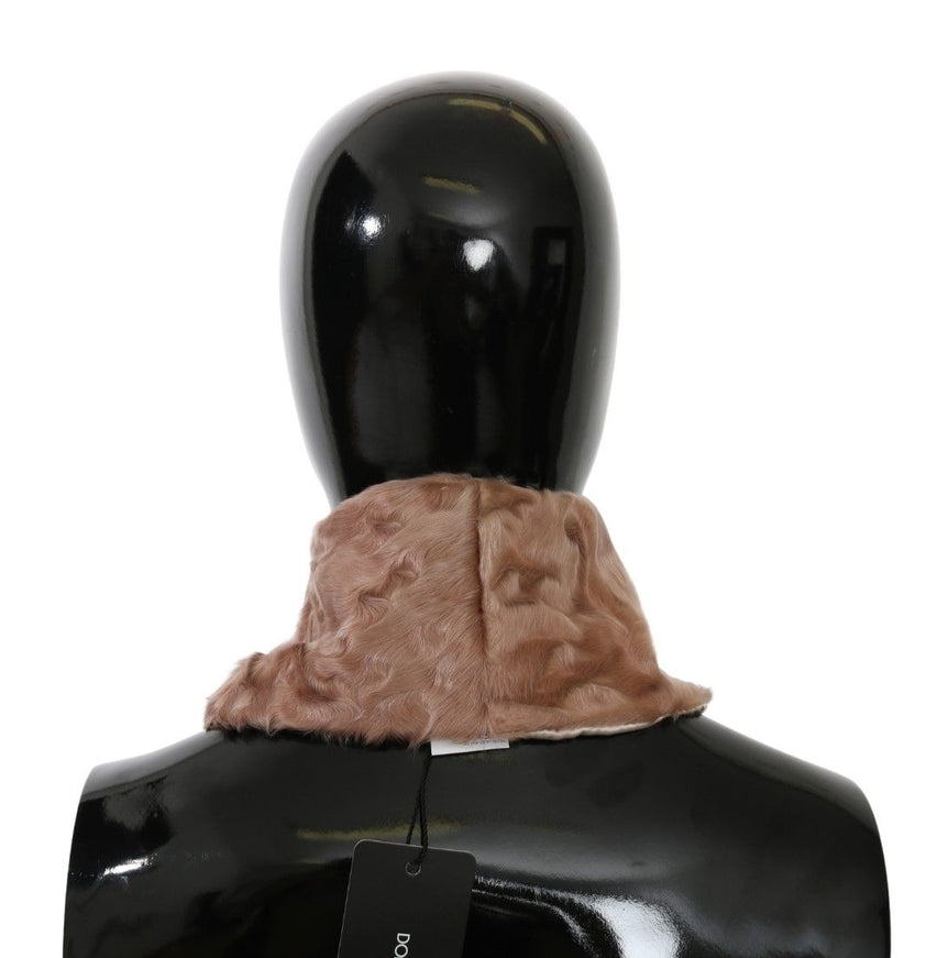 a black mannequin with a fur collar