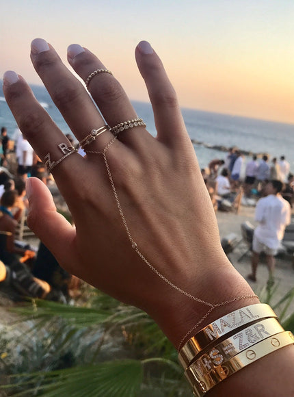 Zoe Lev 14K Gold Single Bezel Diamond Hand Chain