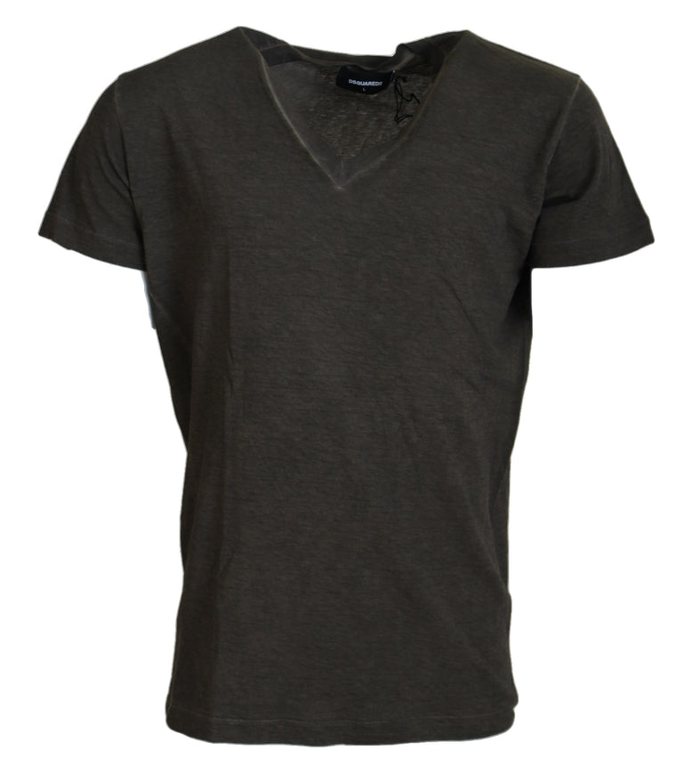 a black t - shirt with a v - neck