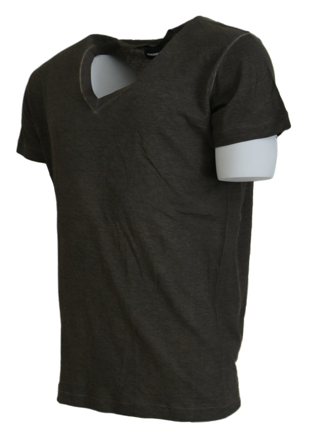 a black t - shirt with a white collar