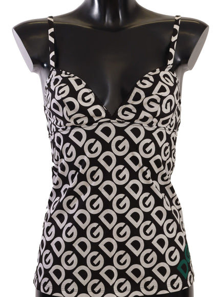 a mannequin wearing a black and white top