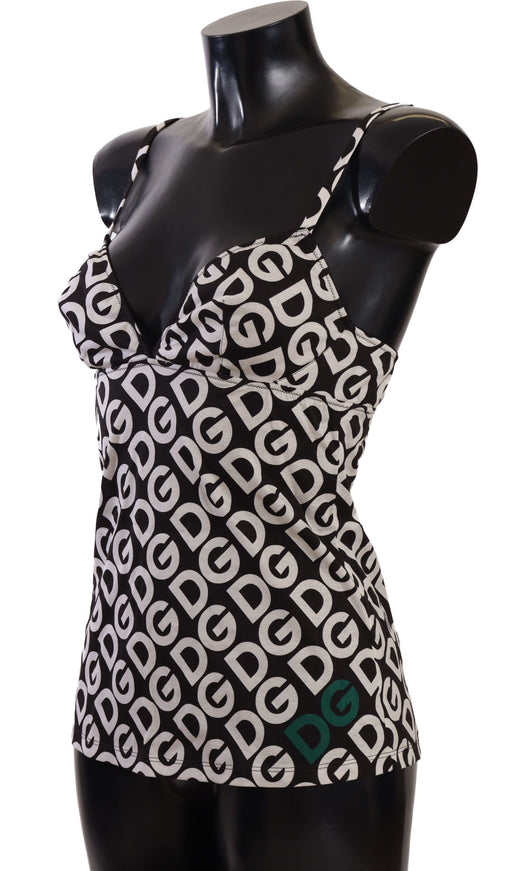 a mannequin wearing a black and white top