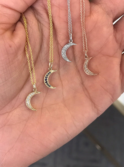 Zoe Lev Diamond Moon Necklace