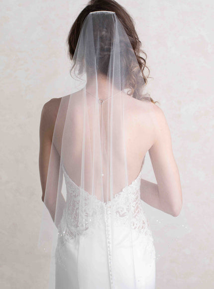 Illusion Pearl and Crystal Trimmed Waltz Veil