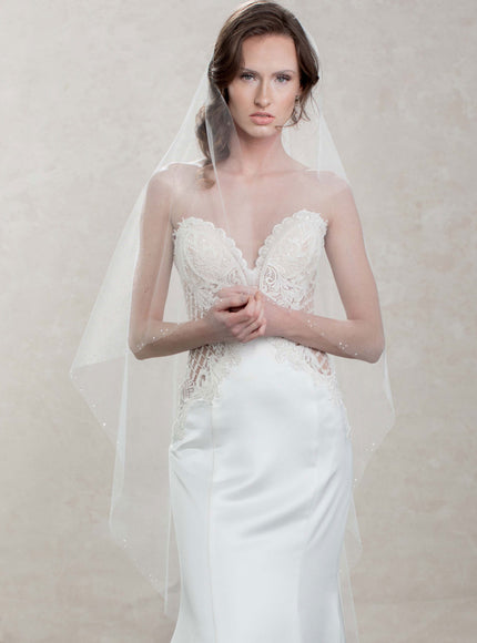 Illusion Pearl and Crystal Trimmed Waltz Veil