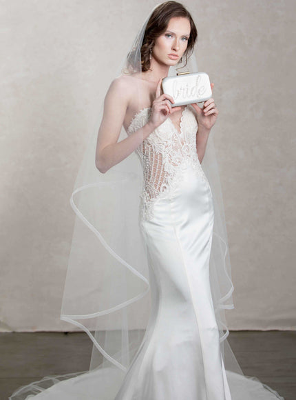 Ilyse Horsehair and Beaded Trimmed Cathedral Veil