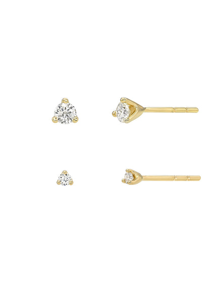 Zoe Lev 3 Prong Diamond Stud Earrings