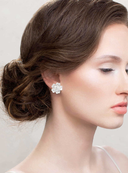 Ina Mother of Pearl Floral Stud Earrings