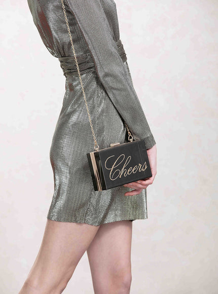 Irresistible Crystal "Cheers" Lucite Clutch