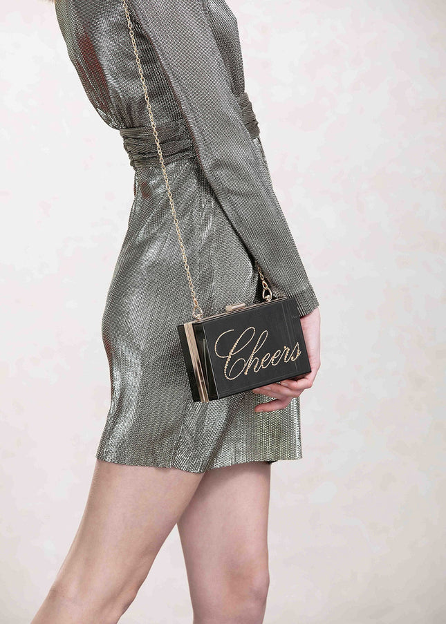 Irresistible Crystal "Cheers" Lucite Clutch
