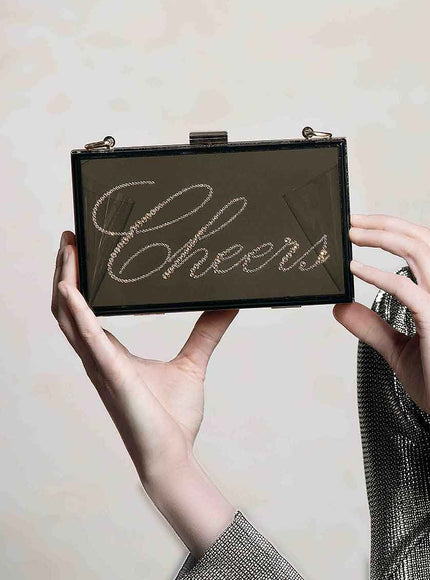 Irresistible Crystal "Cheers" Lucite Clutch