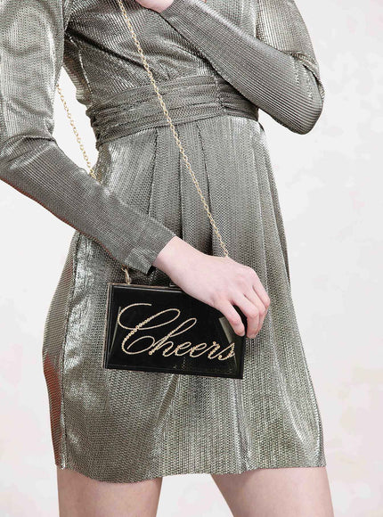 Irresistible Crystal "Cheers" Lucite Clutch