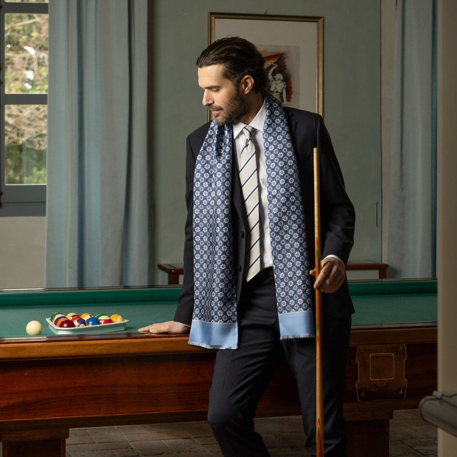 Elizabetta Appia Reversible Silk Scarf In Blue