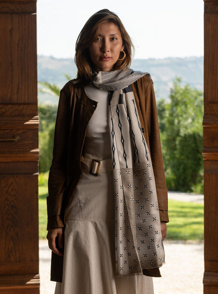 Elizabetta Atri Large Silk Scarf in Sand