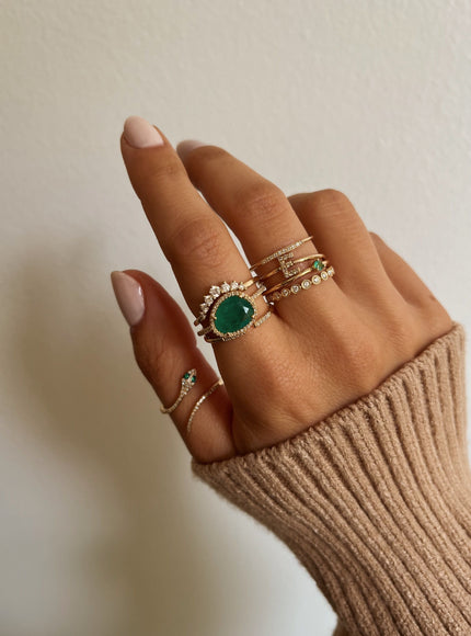 Zoe Lev Diamond Emerald Ring