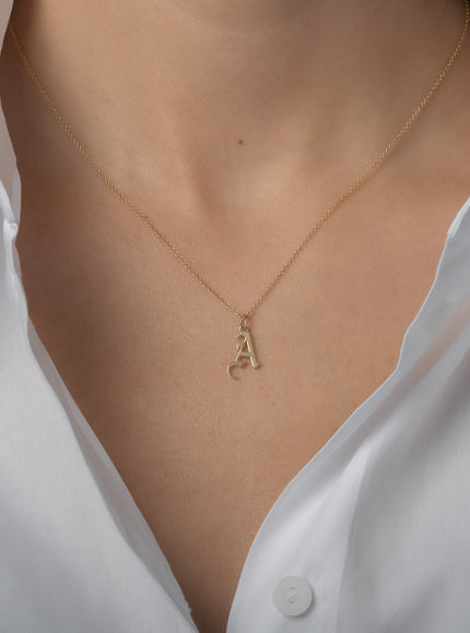 Zoe Lev 14K Gold Gothic Initial Pendant