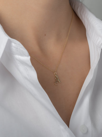 Zoe Lev 14K Gold Gothic Initial Pendant