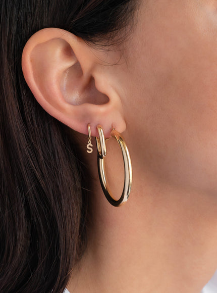 Zoe Lev 14K Gold Mini Huggie Earring with Initial