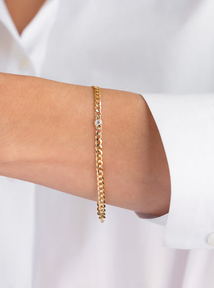 Zoe Lev Bezel Diamond Cuban Link Bracelet