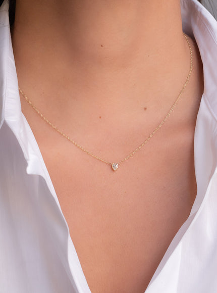 Zoe Lev Pear Diamond Bezel Necklace