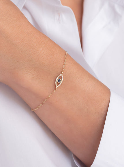 Zoe Lev Diamond and Sapphire Evil Eye Bracelet