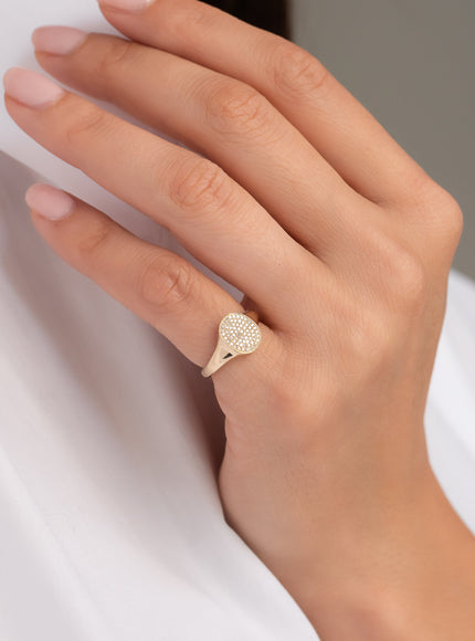 Zoe Lev Pave Diamond Signet Ring
